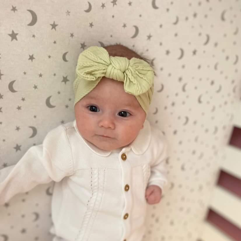 Lime Green Smaller Bow Headband Designed For Baby Girls - Image 1