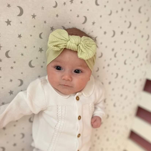Lime Green Smaller Bow Headband Designed For Baby Girls - Image 1