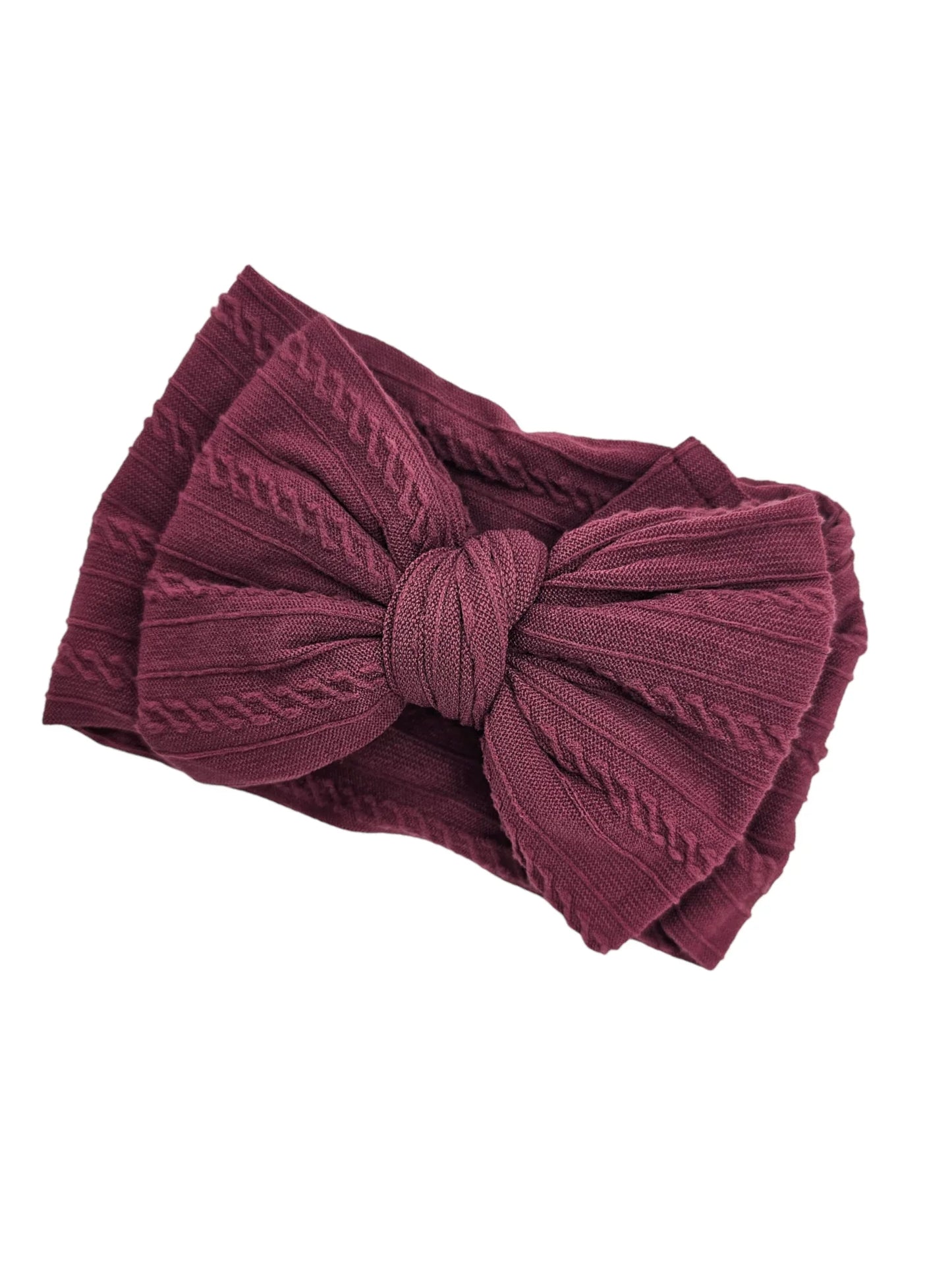 Burgundy/Maroon Larger Bow Headband For girls From Newborn - Image 2