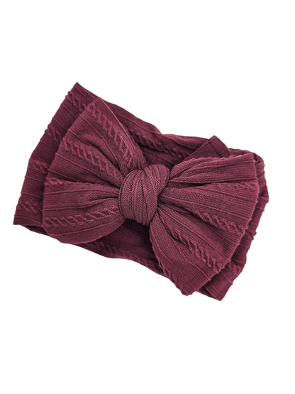 Burgundy/Maroon Larger Bow Headband For girls From Newborn - Image 2