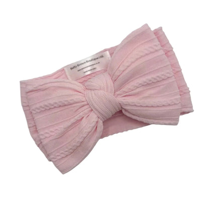 Marshmallow Pink Larger Bow Headband For Newborns to Age 3 - Image 2