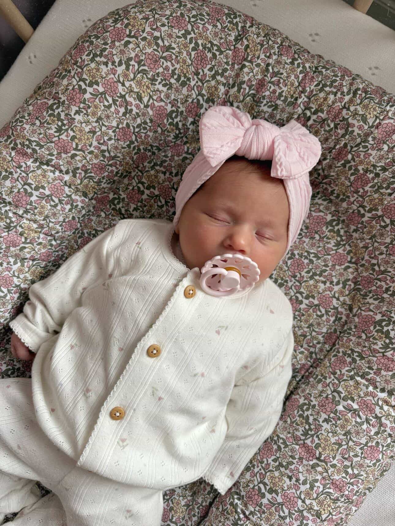 Marshmallow Pink Smaller Bow Headband For Newborns to Age 3 - Image 4