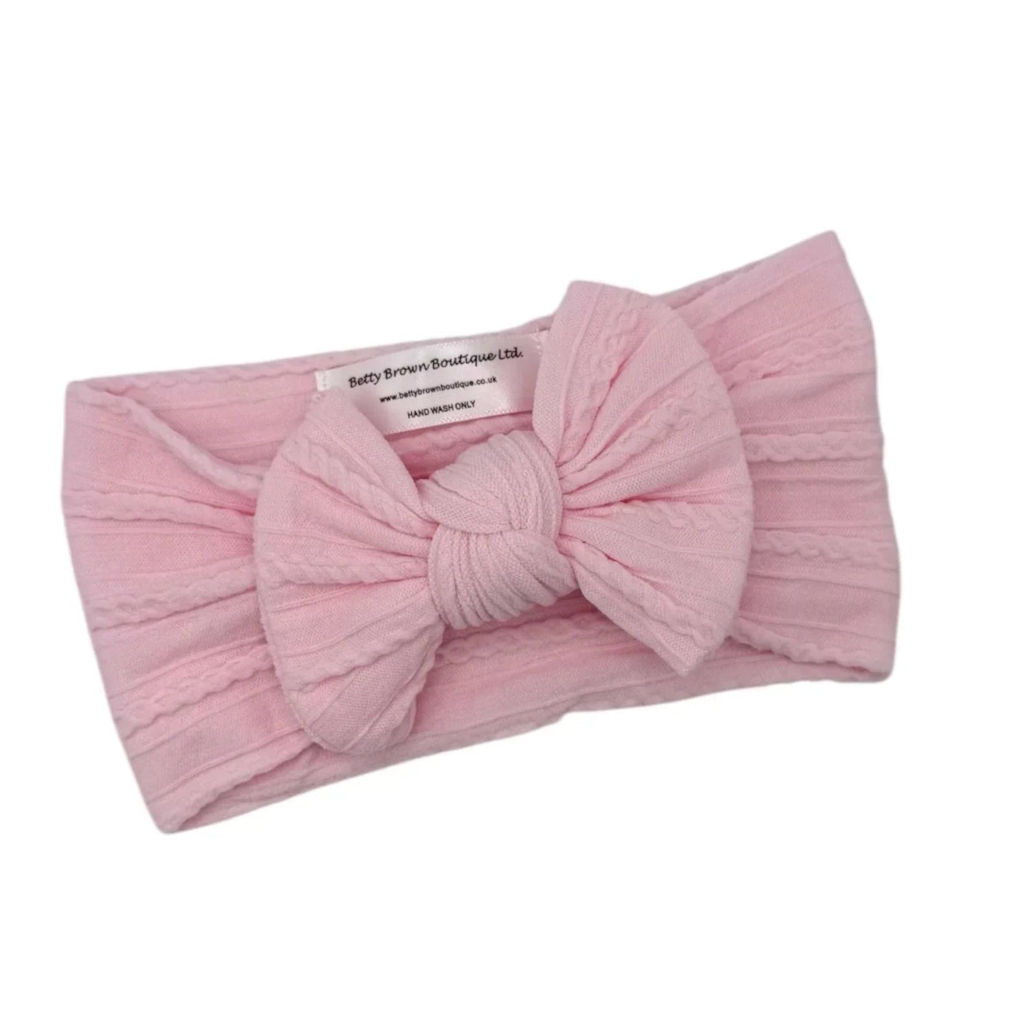 Marshmallow Pink Smaller Bow Headband For Newborns to Age 3 - Image 2