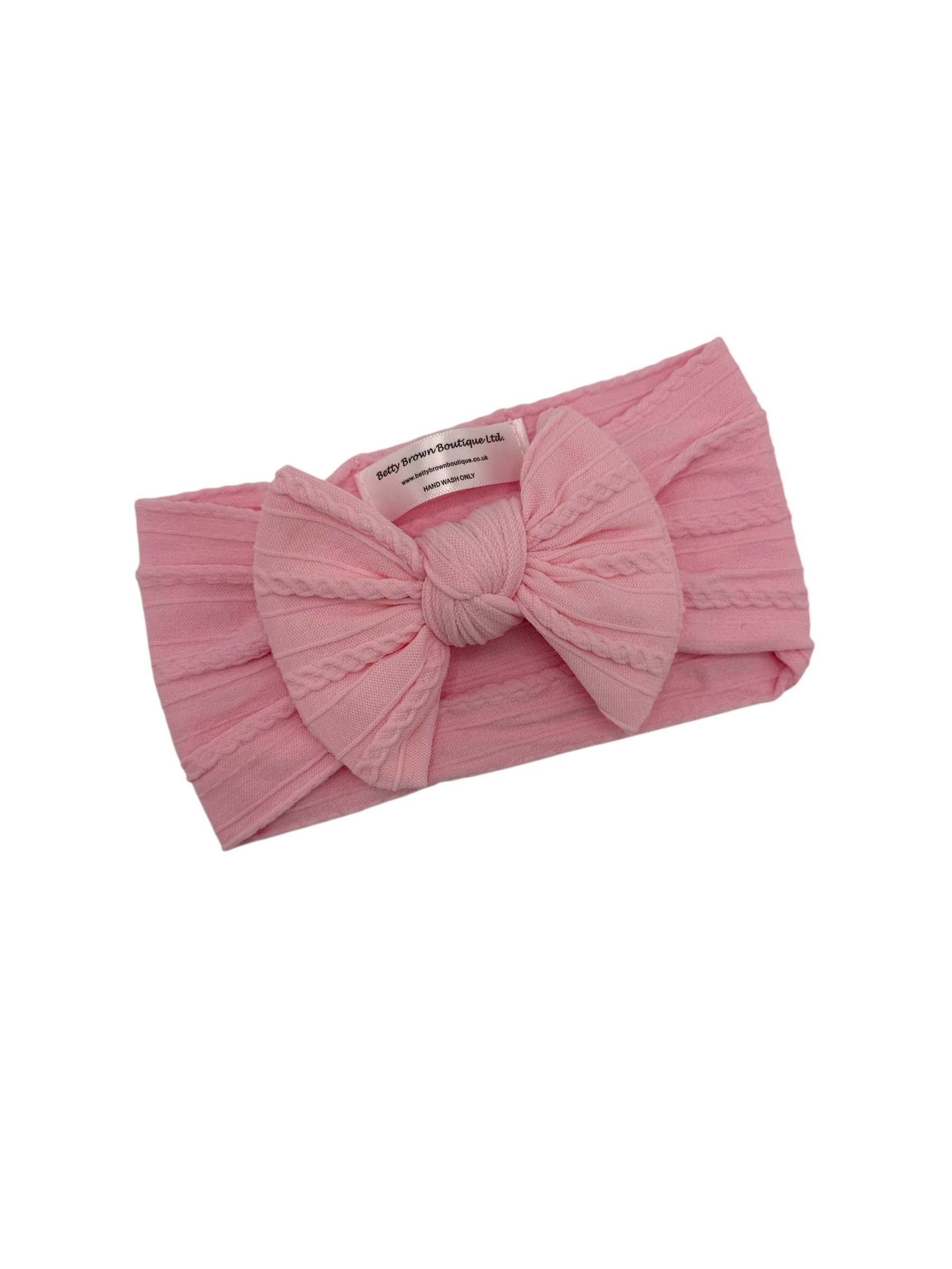 Marshmallow Pink Smaller Bow Headband For Newborns to Age 3 - Image 1