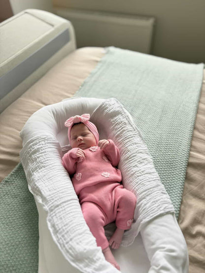 Marshmallow Pink Smaller Bow Headband For Newborns to Age 3 - Image 5