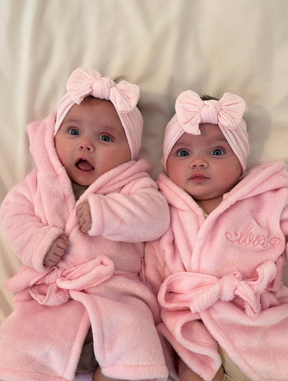 Marshmallow Pink Smaller Bow Headband For Newborns to Age 3 - Image 1