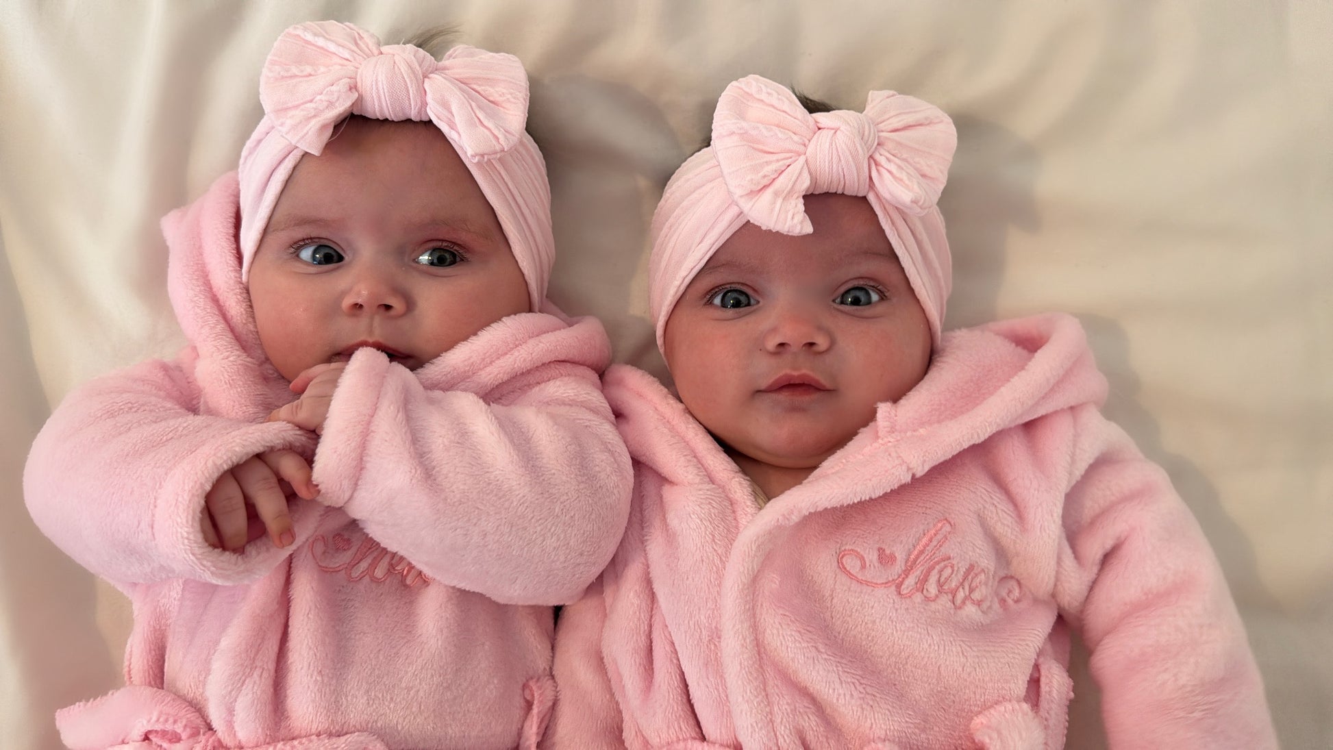 Marshmallow Pink Smaller Bow Headband For Newborns to Age 3 - Image 3