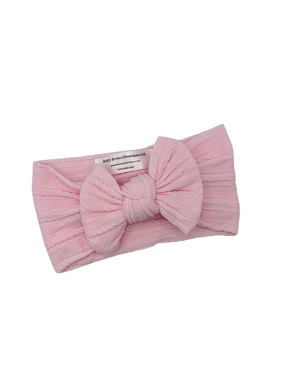 Marshmallow Pink Smaller Bow Headband For Newborns to Age 3 - Image 4
