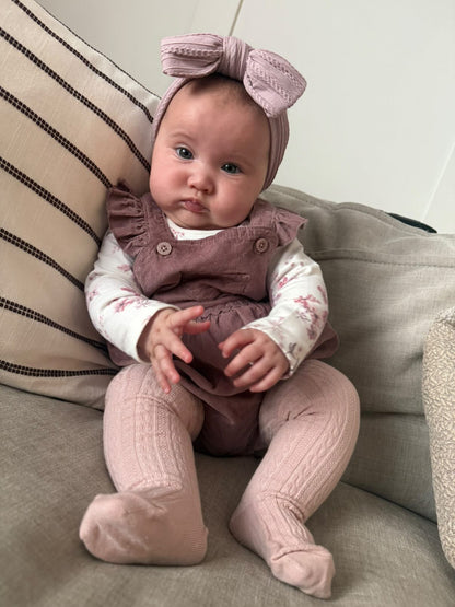 Mauve Larger Bow Headband Designed For Babies From Newborn - Image 1