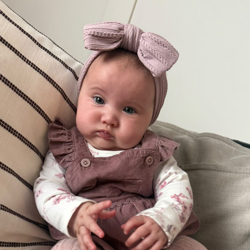 Mauve Larger Bow Cable Knit Headband
