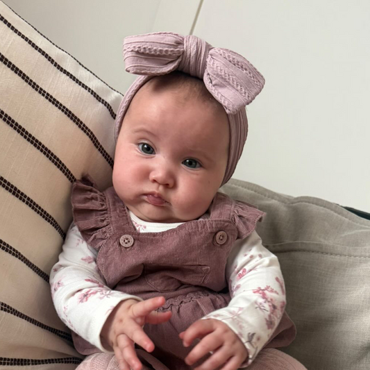 Mauve Larger Bow Cable Knit Headband