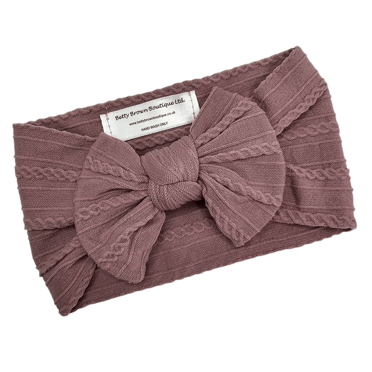 Mauve Smaller Bow Headband Suitable For Newborns to Toddler - Image 2