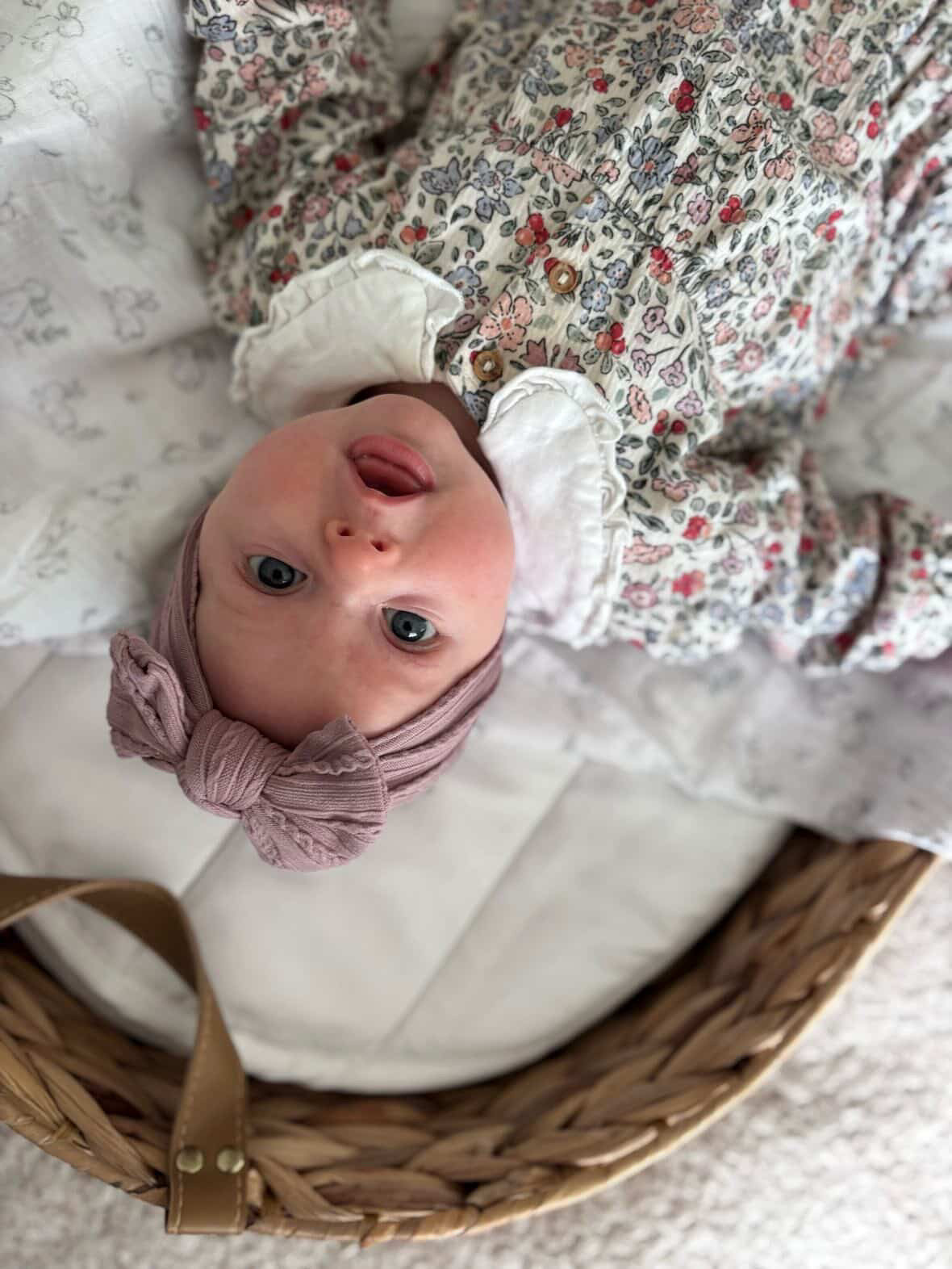 Mauve Smaller Bow Headband Suitable For Newborns to Toddler - Image 4