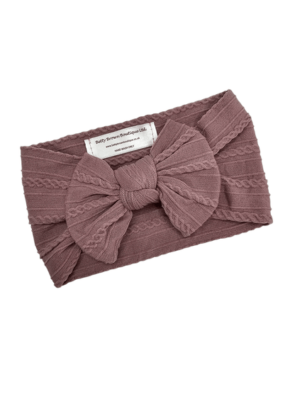 Mauve Smaller Bow Headband Suitable For Newborns to Toddler - Image 2