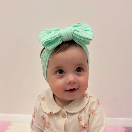 Mint Green Larger Bow Cable Knit Headband