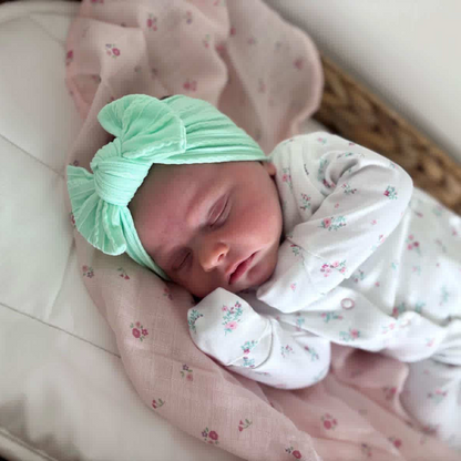 Mint Green Smaller Bow Headband For Baby Girls - Image 1
