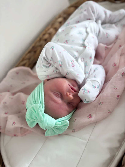 Mint Green Smaller Bow Headband For Baby Girls - Image 3