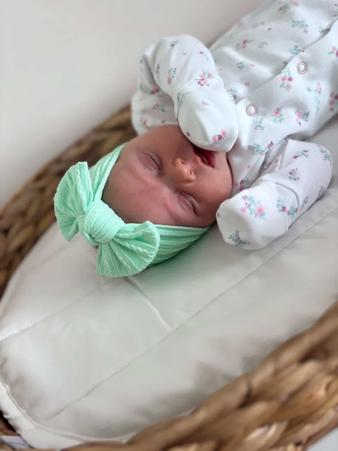 Mint Green Smaller Bow Headband For Baby Girls - Image 4
