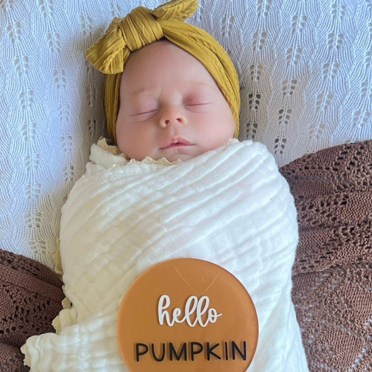 Mustard Smaller Bow Headband For Newborn Babies to Age 3 - Image 1