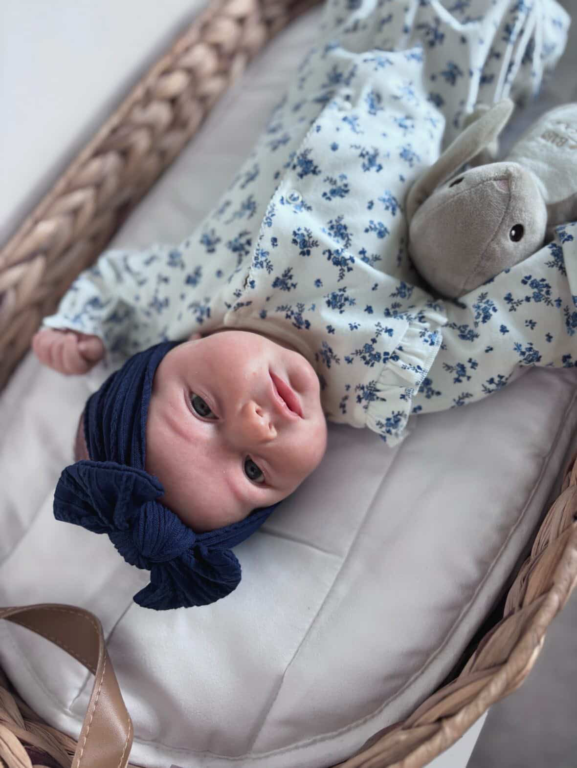 Navy Blue Smaller Bow Headband Suitable For Baby Girls - Image 3