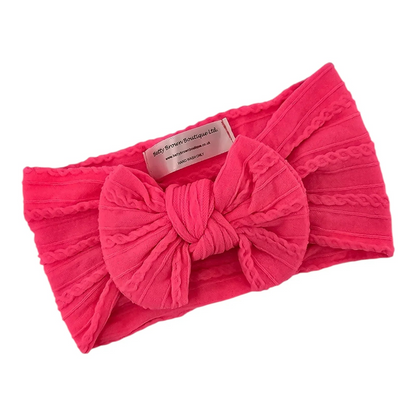 Neon Pink Smaller Bow Headband For Babies From Newborn - Image 2