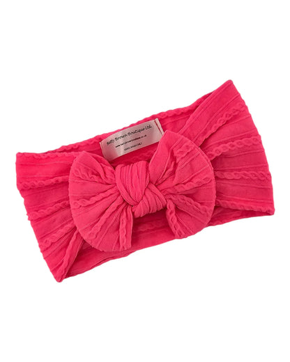 Neon Pink Smaller Bow Headband For Babies From Newborn - Image 2