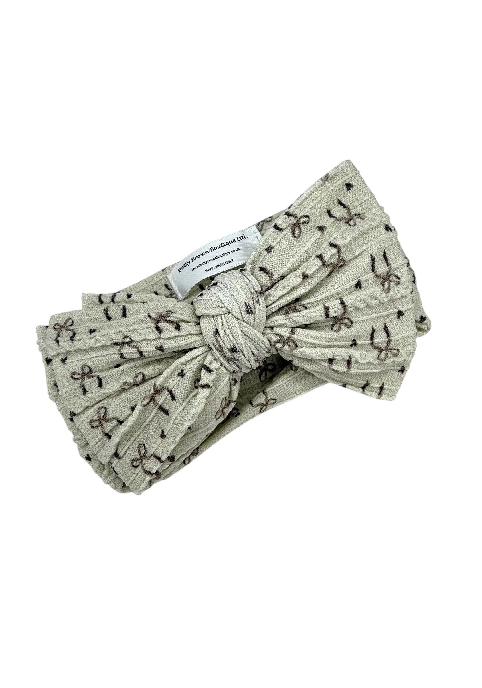 Neutral Bow Print Larger Bow Headband For Baby Girls - Image 1