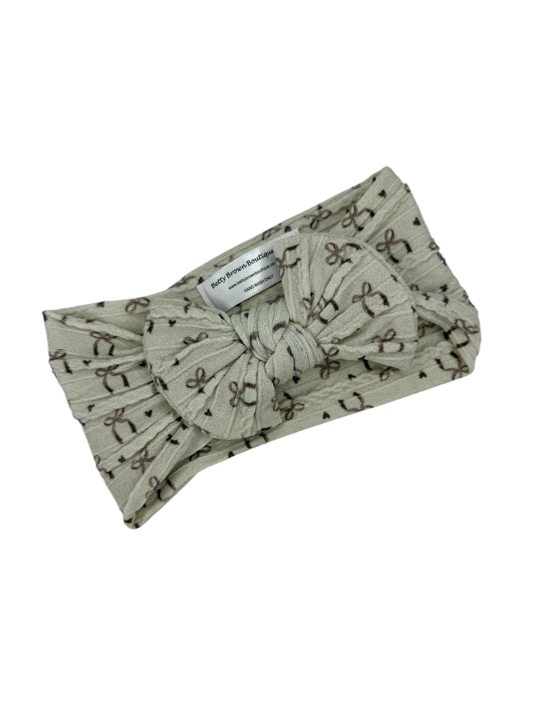 Neutral Bow Print Smaller Bow Headband For Baby Girls - Image 2