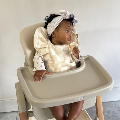 Neutral Checkered Waterproof Bib For Girls From 6-18 Months - Image 4