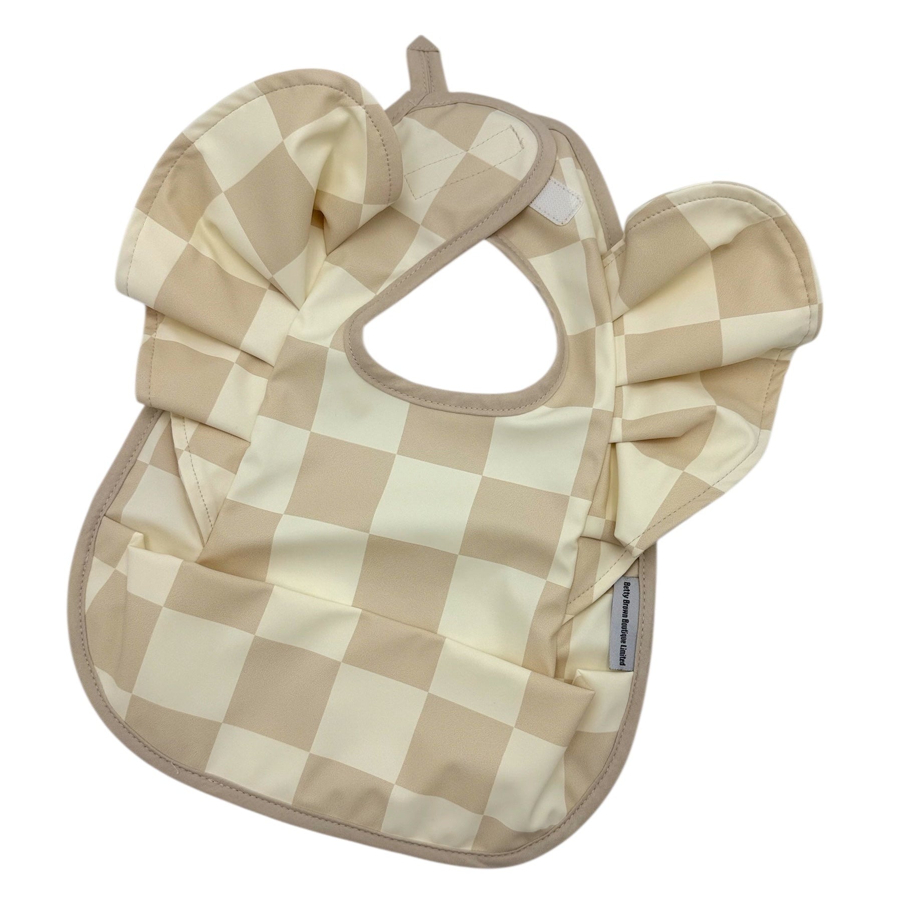 Neutral Checkered Waterproof Bib For Girls From 6-18 Months - Image 5