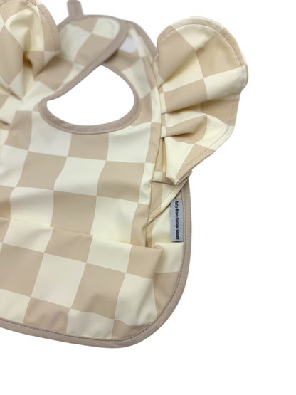 Neutral Checkered Waterproof Bib For Girls From 6-18 Months - Image 6