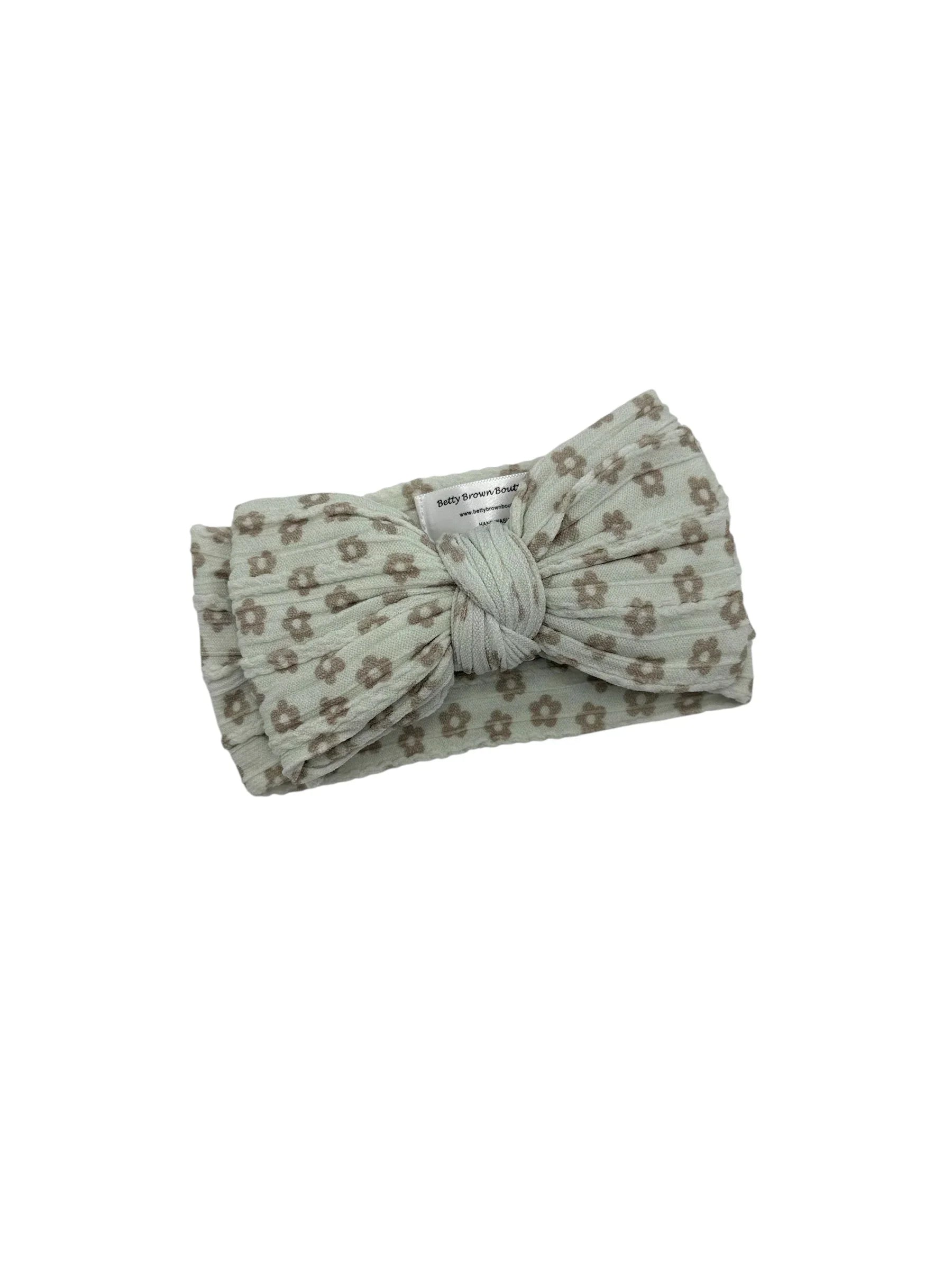 Neutral Daisy Larger Bow Headband For Babies From Newborn - Image 1