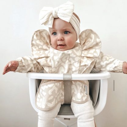 Neutral Leopard Waterproof Bib with Sleeves For 6-18 Months - Image 1