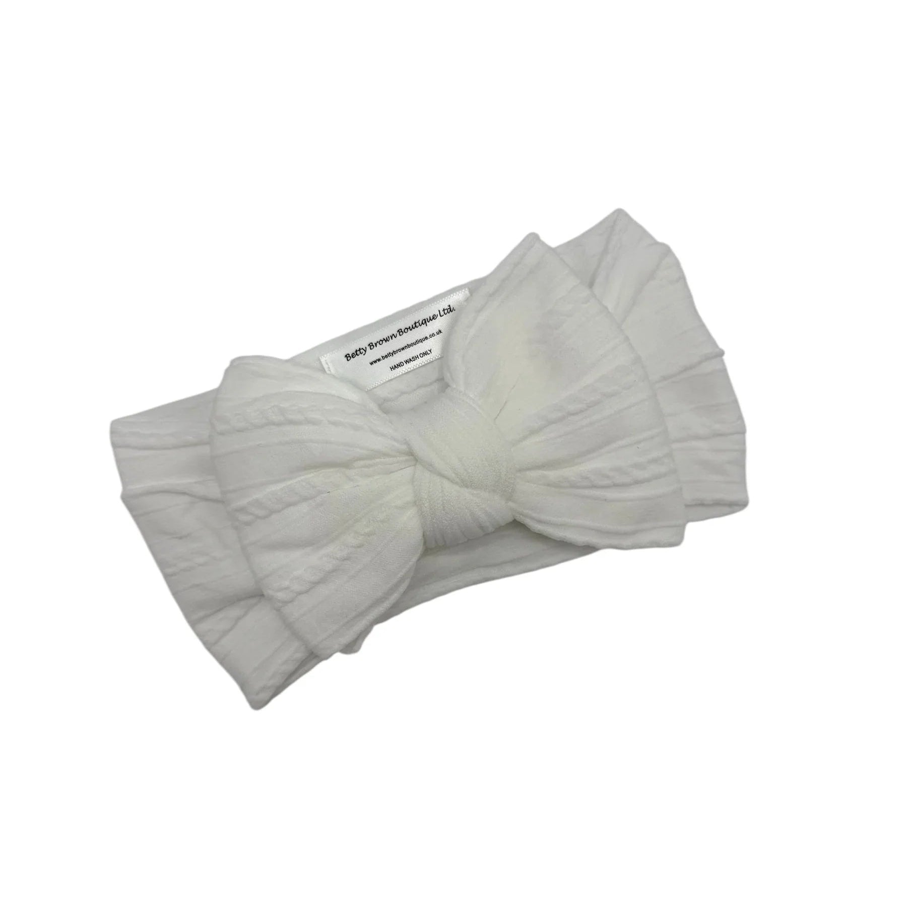 Off White Larger Bow Headband Designed For Baby Girl to Age 3 - Image 1