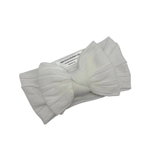 Off White Larger Bow Headband Designed For Baby Girl to Age 3 - Image 1
