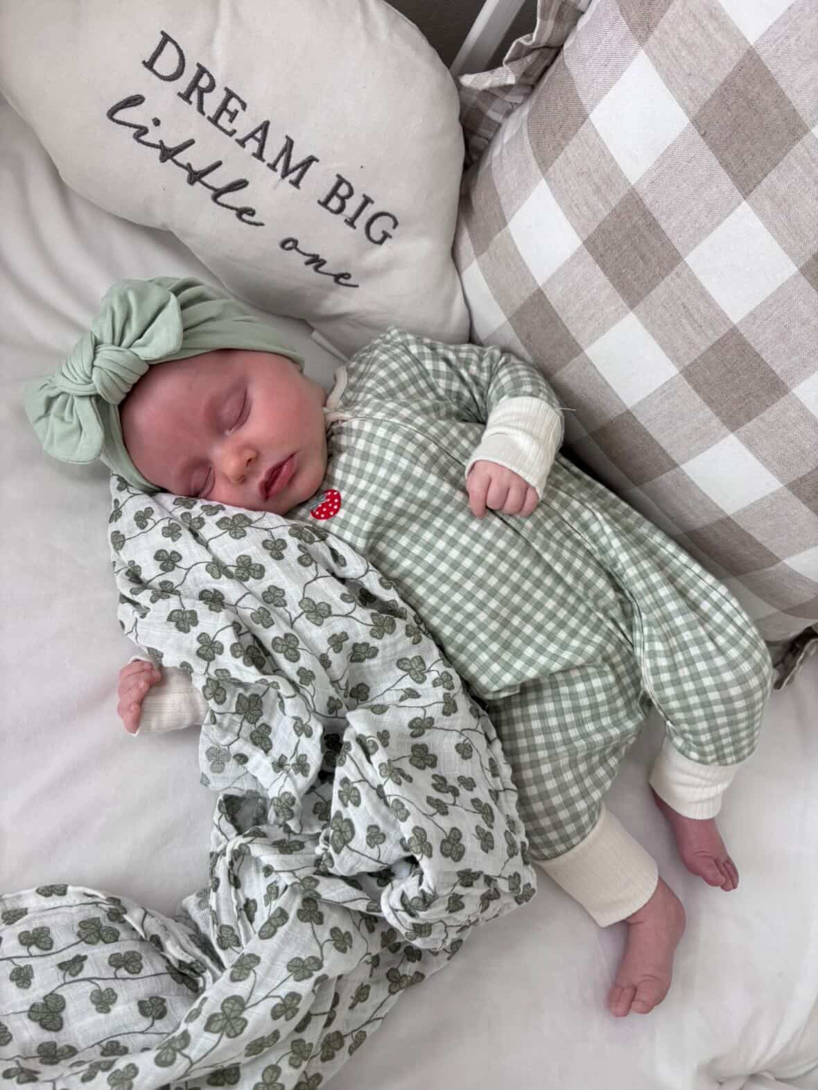Olive Green Turban Hat With Bow For Newborns to 24 Months Old - Image 5