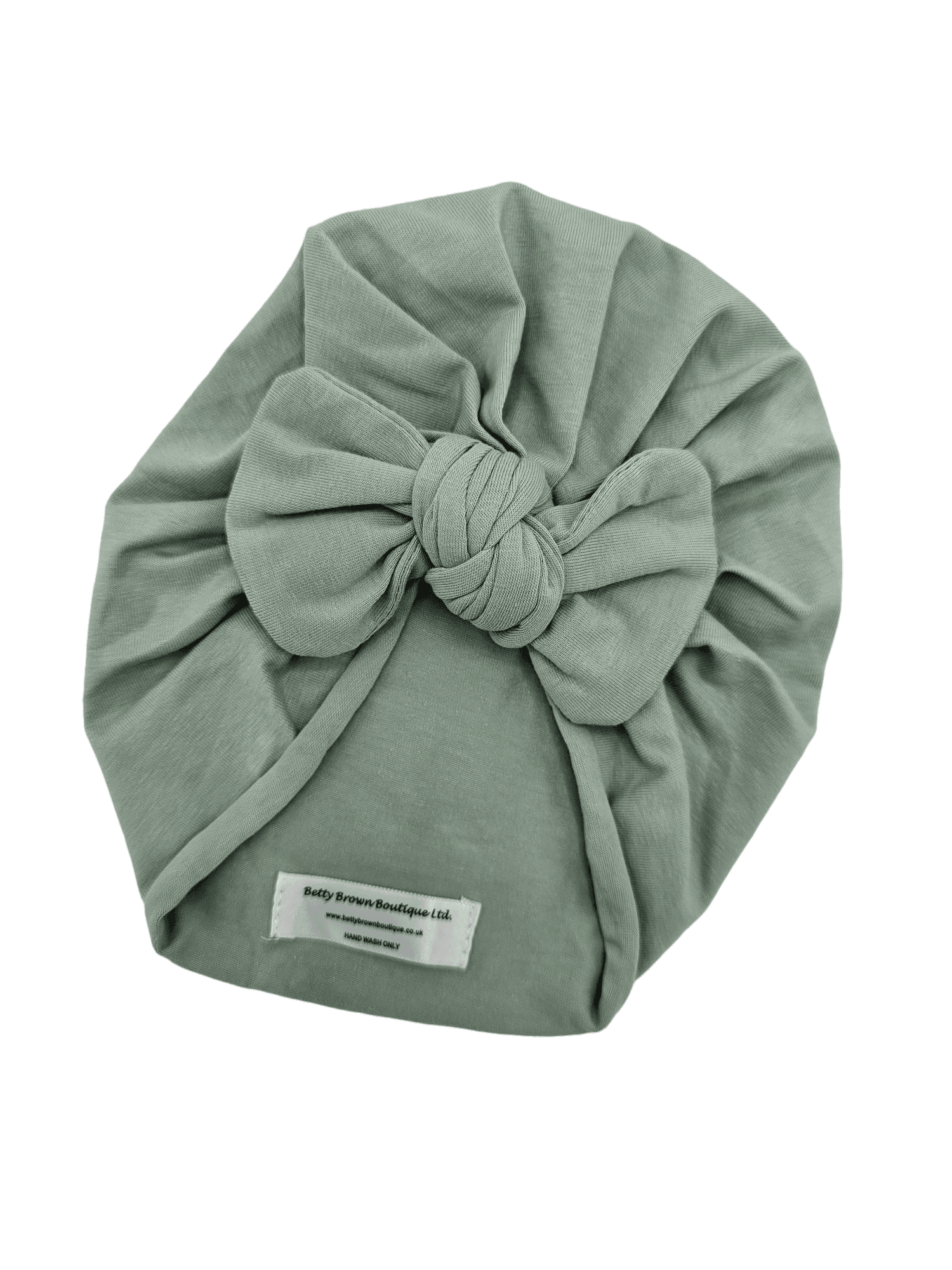 Olive Green Turban Hat With Bow For Newborns to 24 Months Old - Image 4