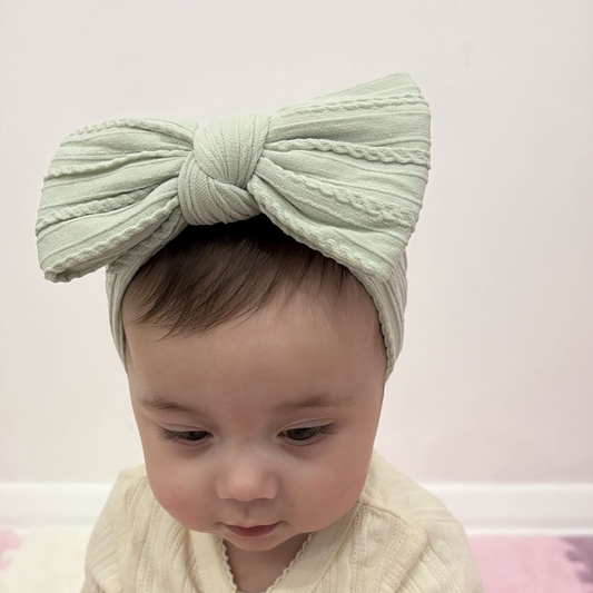 Olive Larger Bow Headband For Baby Girls From Newborn  - Image 1
