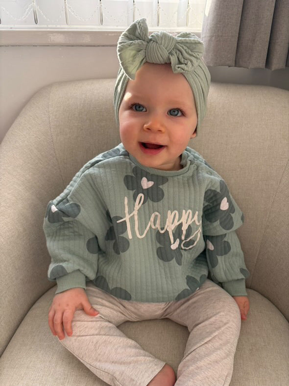 Olive Smaller Bow Headband For Babies From Newborn - Image 1