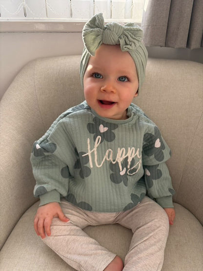 Olive Smaller Bow Headband For Babies From Newborn - Image 1