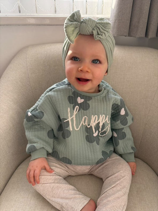 Olive Smaller Bow Headband For Babies From Newborn - Image 1