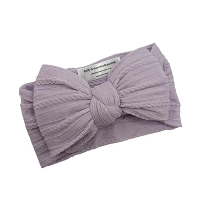 Pale Lilac Larger Bow Headband For Baby Girls From Newborn - Image 2