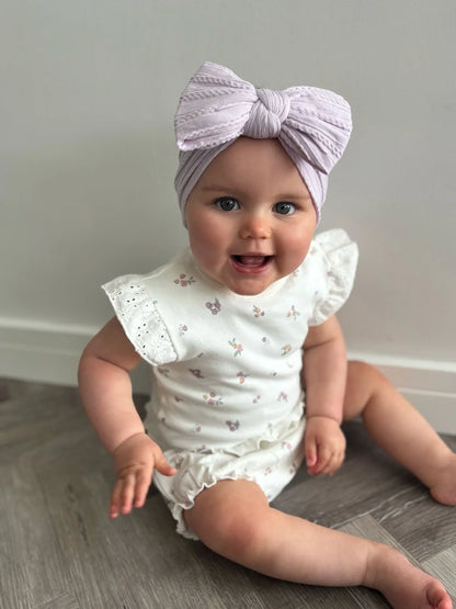 Pale Lilac Larger Bow Headband For Baby Girls From Newborn - Image 7