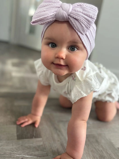 Pale Lilac Larger Bow Headband For Baby Girls From Newborn - Image 7