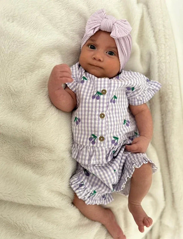 Pale Lilac Smaller Bow Headband Perfect For Babies to Age 3 - Image 5