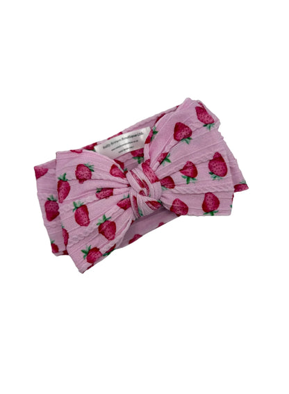 Pale Pink Strawberry Larger Bow Headband For Baby Girls - Image 2