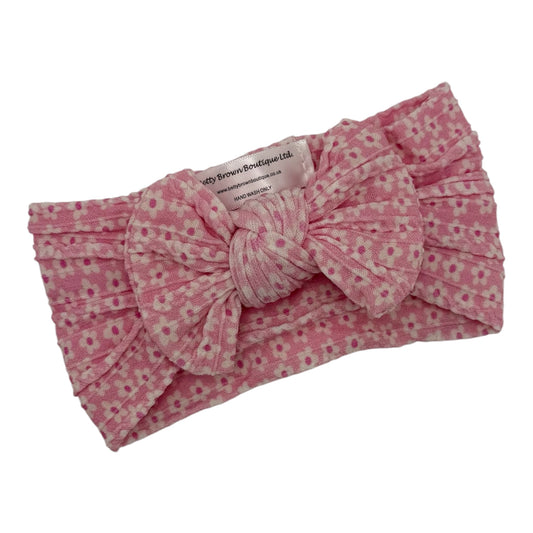 Pale Pink Strawberry Smaller Bow Headband For Baby Girls - Image 1