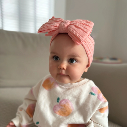 Peach Sunset Larger Bow Headband Designed For Babies - Image 1