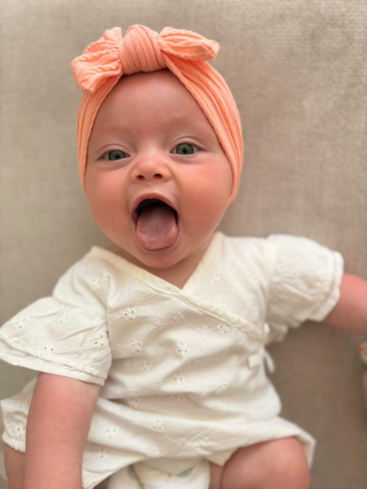 Peach Sunset Smaller Bow Headband For Babies to Toddlers - Image 2