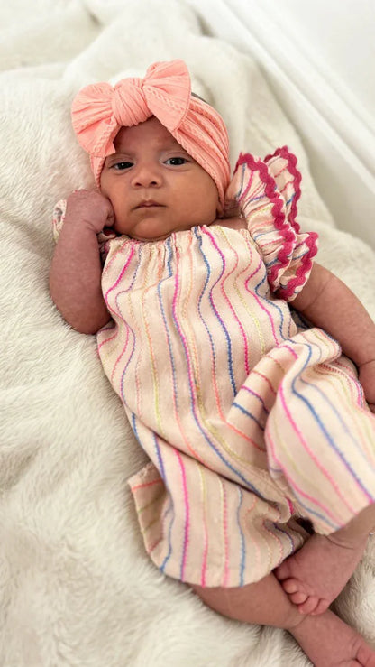 Peach Sunset Smaller Bow Headband For Babies to Toddlers - Image 1